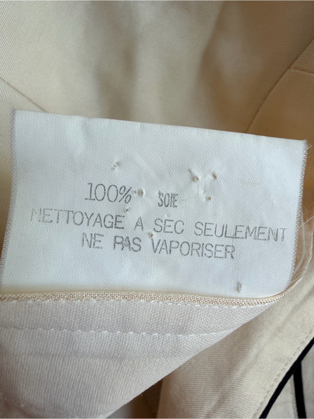 Matsuda Vintage Cream Silk Long-Sleeve Button with Black Piping Button Top | M - Picture 8 of 8
